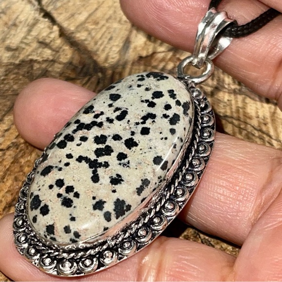 Spotted Dalmation Jasper Pendant 2 1/2” - Picture 6 of 12